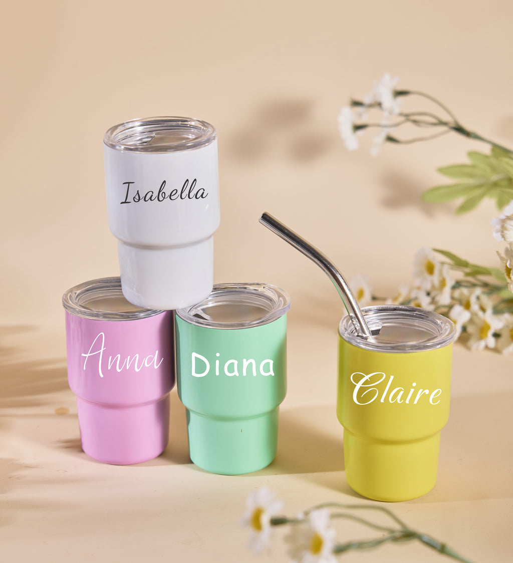 Personalized Mini Tumbler, Mini Shot Cup, Bridesmaid Gift, Custom 3oz Party Tumbler, Wedding Gifts, Bachelorette Party Girls Trip Group Gift