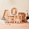 Personalized Large Wooden Kids Letter Piggy Bank, Wood Gift for Kids, Custom Name Coin Bank, Wood Alphabet Letter Bank, Christmas Gifts